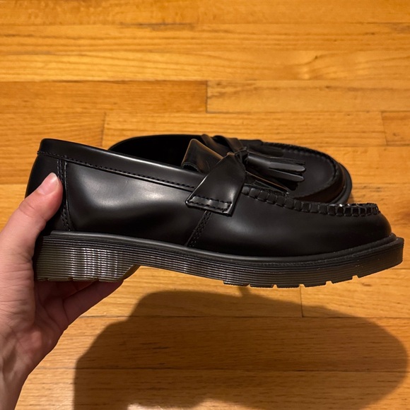Dr. Martens Adrian Smooth Leather Classic Black Tassel Loafers - Picture 3 of 5